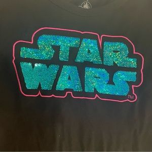 NWT Disney Star Wars Logo Sequins Black Women’s T-shirt Short Sleeve Top XL